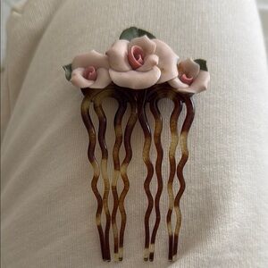 Elegant Pink Rose Hair Comb